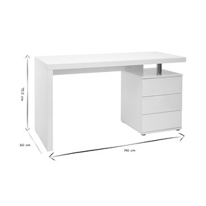 Bureau avec rangements 3 tiroirs blanc laqué brillant l140 cm calix