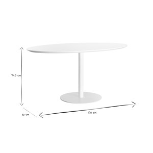 Table à manger blanche ovale l170 cm halia