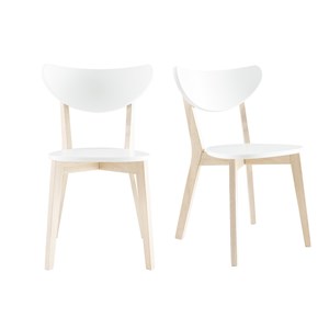 Chaises blanc et bois clair (lot de 2) leena