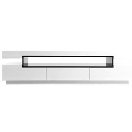 Meuble tv blanc laqué brillant l200 cm livo