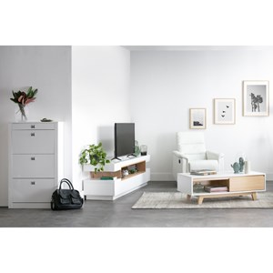 Meuble tv blanc laqué brillant l200 cm livo