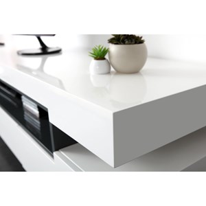 Meuble tv blanc laqué brillant l200 cm livo
