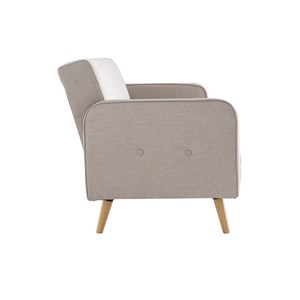 Canapé convertible 3 places en tissu beige et bois clair ulla