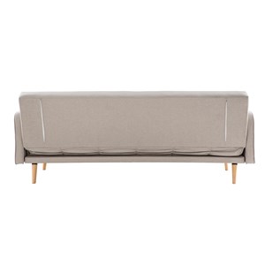 Canapé convertible 3 places en tissu beige et bois clair ulla