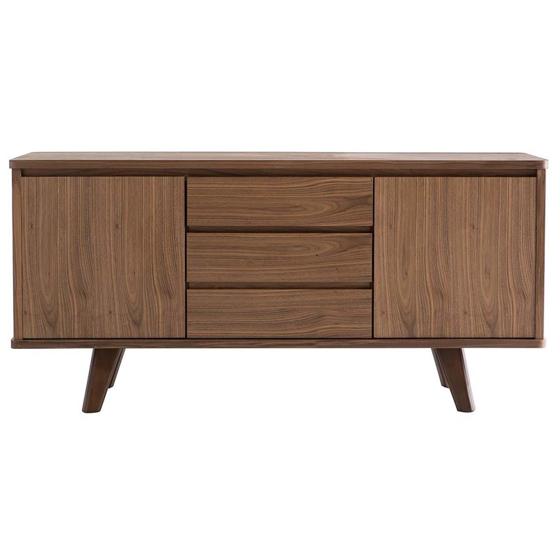 Buffet en bois noyer 2 portes 3 tiroirs l160 cm fifties