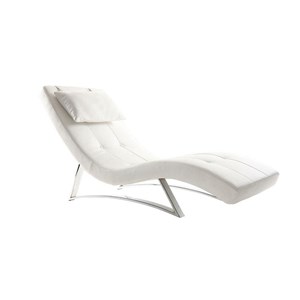 Chaise longue blanc et acier chromé barty