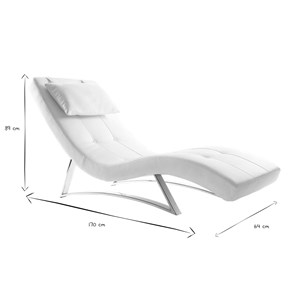 Chaise longue blanc et acier chromé barty