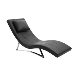 Chaise longue noir et acier chromé barty