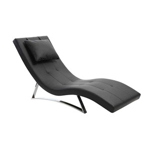 Chaise longue noir et acier chromé barty