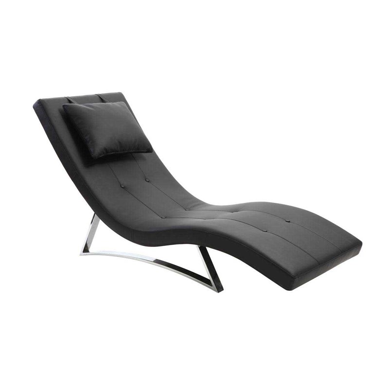 Chaise longue noir et acier chromé barty