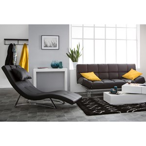 Chaise longue noir et acier chromé barty