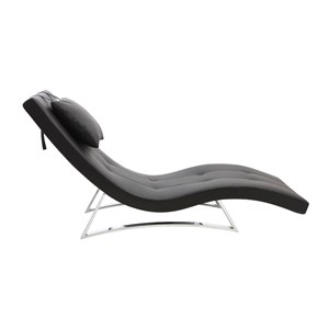Chaise longue noir et acier chromé barty