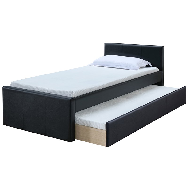 Lit gigogne noir mat 90x190 cm macco