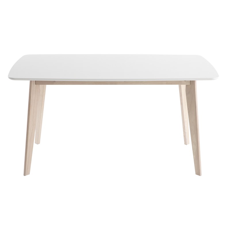 Table à manger blanc et bois clair rectangulaire l150 cm leena