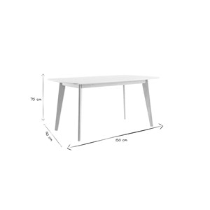 Table à manger blanc et bois clair rectangulaire l150 cm leena