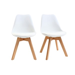 Chaises blanc et bois clair massif (lot de 2) pauline
