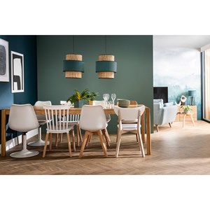 Chaises blanc et bois clair massif (lot de 2) pauline