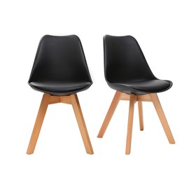 Chaises noir et bois clair massif (lot de 2) pauline