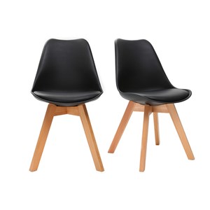 Chaises noir et bois clair massif (lot de 2) pauline