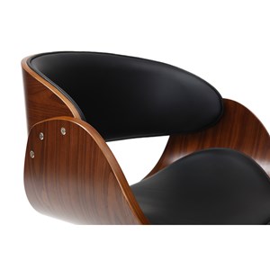 Chaise de bureau à roulettes noir, bois foncé noyer et acier chromé  bent