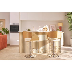 Tabouret de bar réglable noir et bois foncé bent