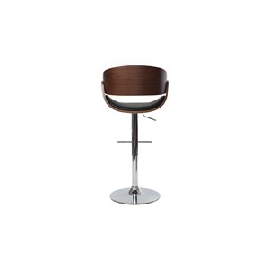Tabouret de bar réglable noir et bois foncé bent