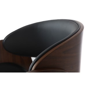 Tabouret de bar réglable noir et bois foncé bent