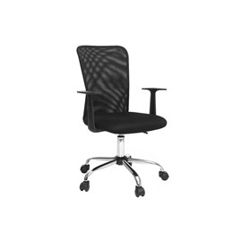Fauteuil de bureau à roulettes en mesh noir et acier chromé pluz