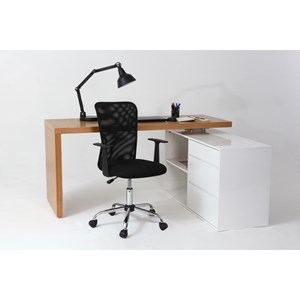 Fauteuil de bureau à roulettes en mesh noir et acier chromé pluz