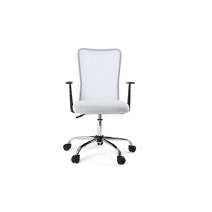Fauteuil de bureau à roulettes en mesh blanc et acier chromé pluz