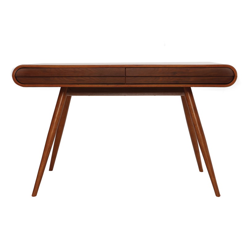 Bureau avec rangements 2 tiroirs bois foncé noyer l120 cm bjorg