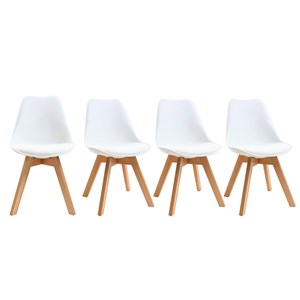 Chaises blanc et bois clair massif (lot de 4) pauline