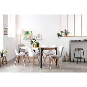 Chaises blanc et bois clair massif (lot de 4) pauline