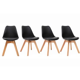 Chaises noir et bois clair (lot de 4) pauline