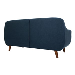 Canapé déhoussable 3 places en tissu bleu foncé et bois foncé ynok