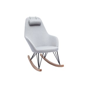 Rocking chair en tissu gris, métal noir et bois clair jhene