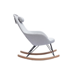 Rocking chair en tissu gris, métal noir et bois clair jhene