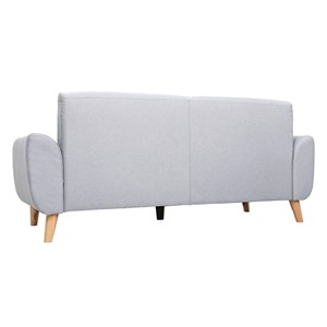 Canapé 3 places en tissu gris clair et bois clair ektor