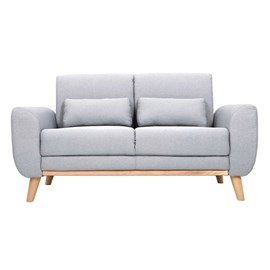 Canapé 2 places en tissu gris clair et bois clair ektor
