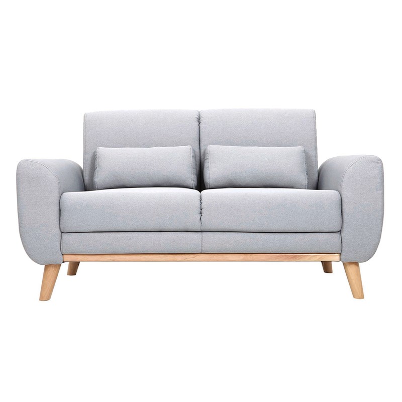 Canapé 2 places en tissu gris clair et bois clair ektor