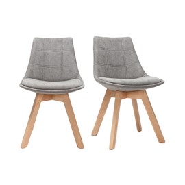 Chaises en tissu gris et bois clair (lot de 2) matilde