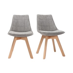 Chaises en tissu gris et bois clair (lot de 2) matilde
