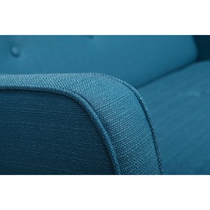 Canapé 2 places en tissu bleu canard et bois clair ulla