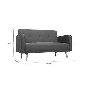 Canapé 2 places en tissu bleu canard et bois clair ulla