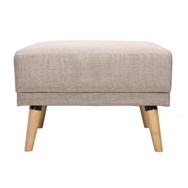 Pouf repose-pieds en tissu beige et bois clair ulla