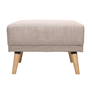 Pouf repose-pieds en tissu beige et bois clair ulla
