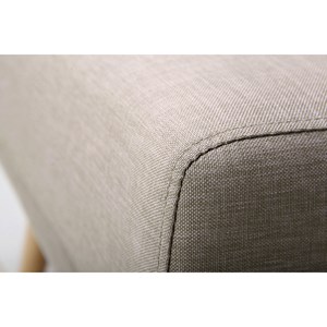 Pouf repose-pieds en tissu beige et bois clair ulla