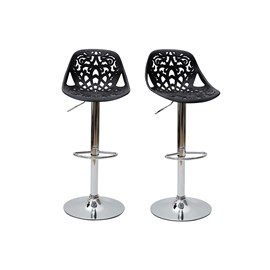 Tabourets de bar avec motif baroque noir (lot de 2) barocca