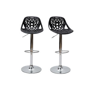 Tabourets de bar avec motif baroque noir (lot de 2) barocca