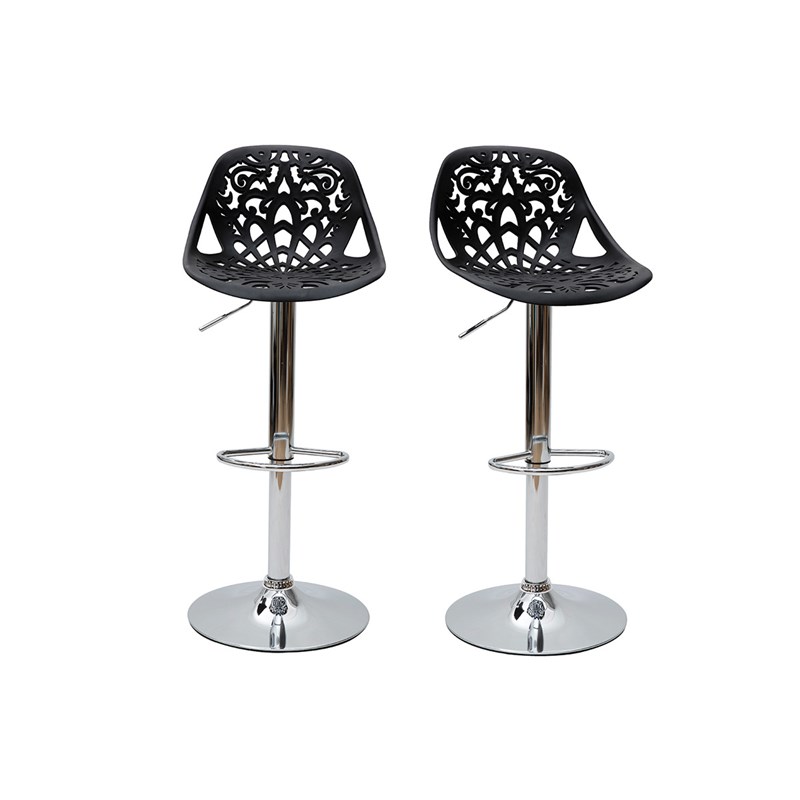 Tabourets de bar avec motif baroque noir (lot de 2) barocca